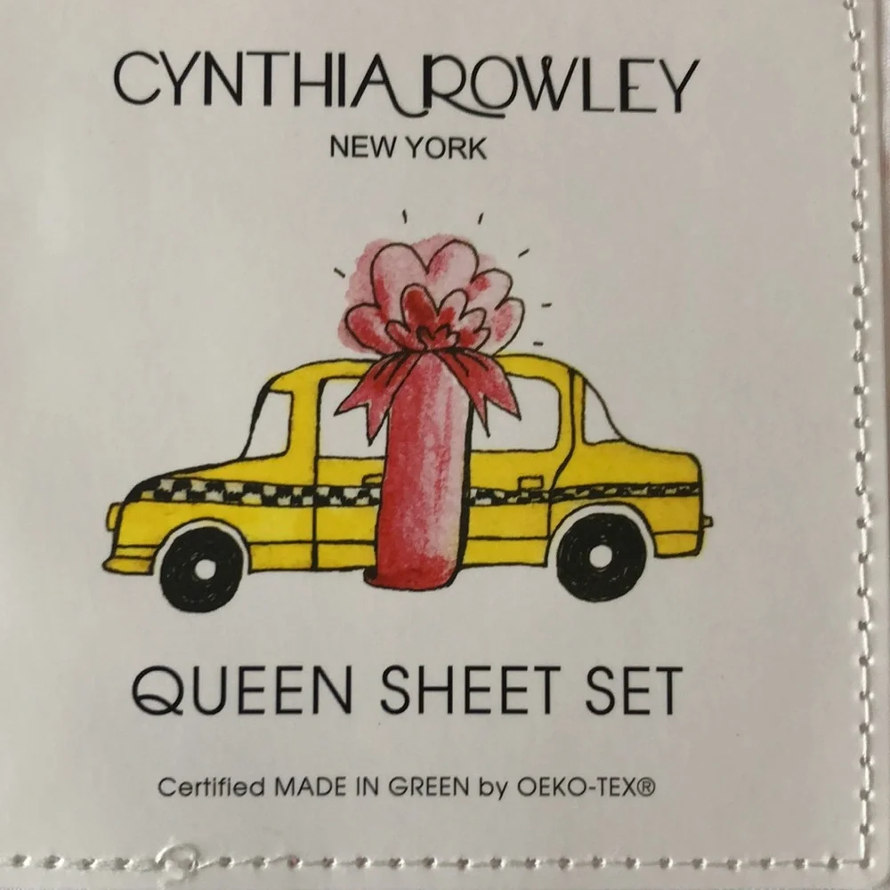 Cynthia Rowley FLAMINGO Santa Sheet Set - QUEEN